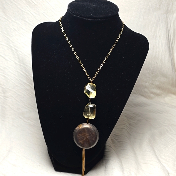 Jewelry - Brass and Lemon Quartz Necklace